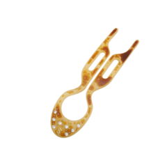 Palito HairPin Com Strass Large (Grande) Amarelo Terroso com Marrom