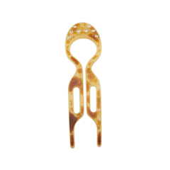 Palito HairPin Com Strass Large (Grande) Amarelo Terroso com Marrom