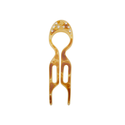 Palito HairPin Com Strass Médium (Médio) Amarelo Terroso com Marrom