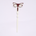 Palito Libélula Darter com Strass Off White/Bordô